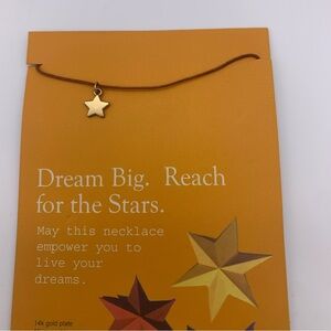 Lucky Feather Pretty Moon Jewels Lucky Star Charm 16” Necklace 14k Gold Plated